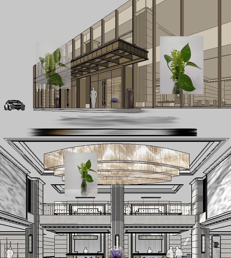 SU场景模型草图大师模型室内模型Sketchup组件素材库酒店大堂
