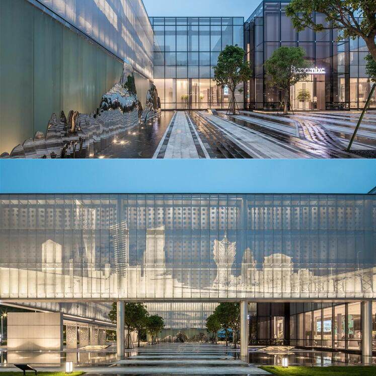 现代简约小区售楼处示范区售楼营销中心玻璃幕墙立面建筑su模型