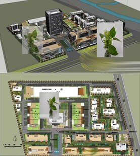 创意产业园工业科技园办公楼建筑设计CAD总平面图草图大师SU模型