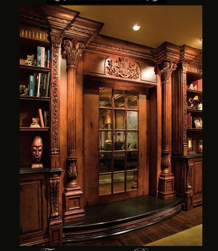国外欧式法式美式巴洛克整木护墙板书柜定制效果图室内设计素材