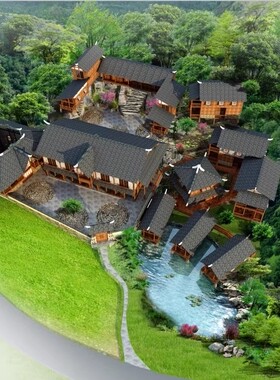 A2712 [工装实景]新中式禅意 农家风情民宿酒店客栈5套实景照片