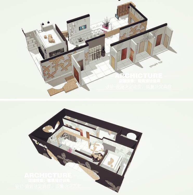 化妆品美妆护肤品专卖店电子产品手机体验店木门店草图大师su模型