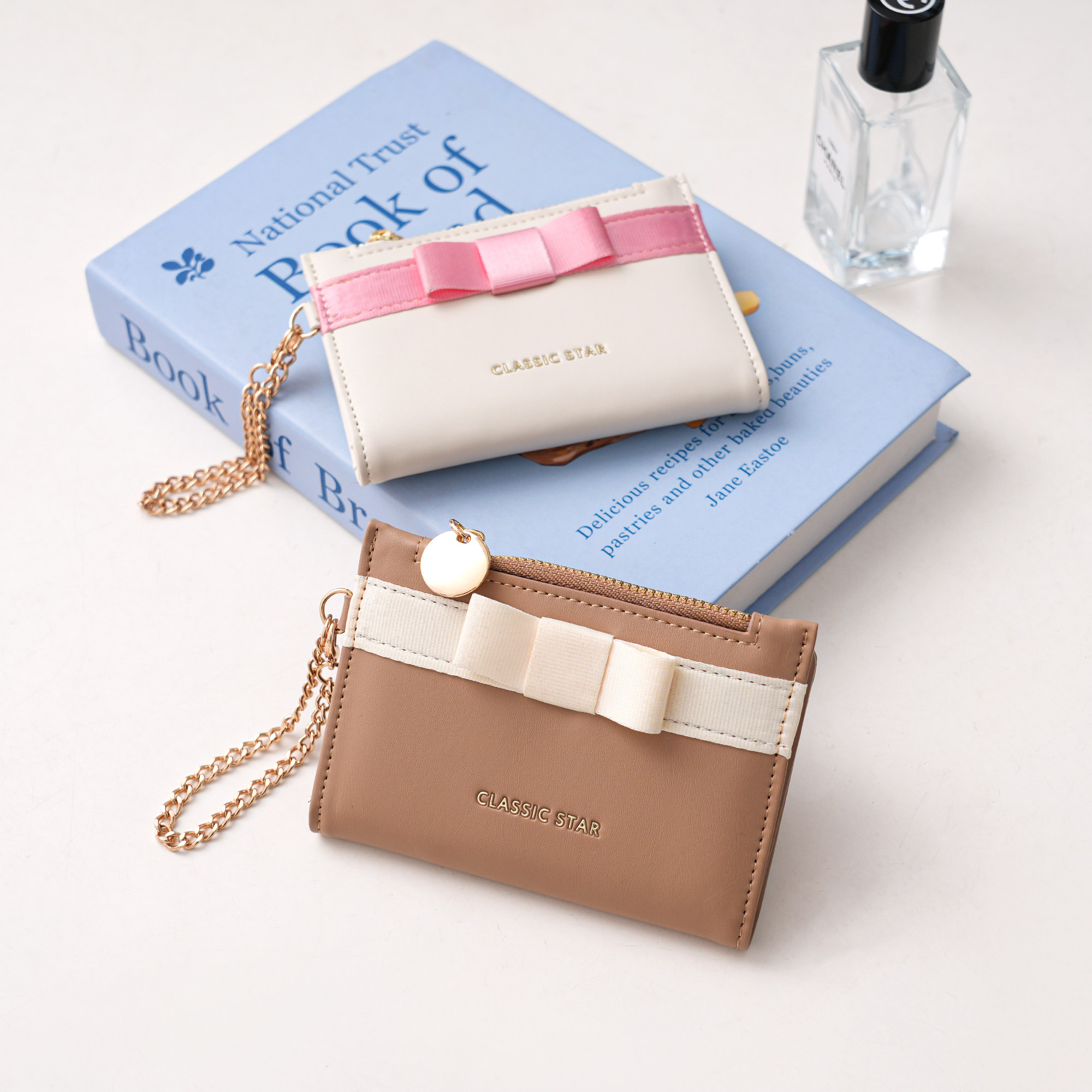 蝴蝶结锁链!简约多色新款零钱包女款高级感钱夹薄款时尚日式钱包