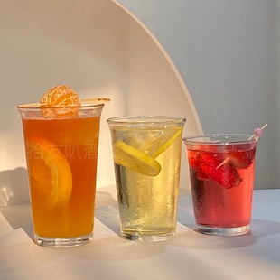 ins冰美式拿铁咖啡杯饮品玻璃杯透明冷饮杯喝水杯子牛奶杯啤酒杯