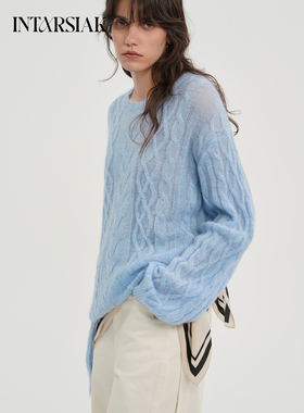【INTARSIAK针织设计师品牌】穹柔 超细马海毛绞花毛衣柔雾线衫