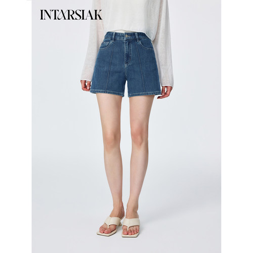 【吴千语同款】INTARSIAK 踏浪 四面弹高腰牛仔短裤高腰显瘦