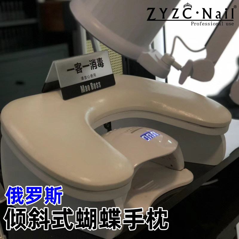 指优真彩2026新款美甲倾斜式蝴蝶手枕高端双头U型黑白色手垫套装