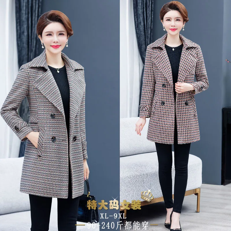 加肥加大妈妈装外套风衣秋冬装200斤中老年大码女装上衣宽松显瘦