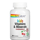 美国Solaray 儿童综合维生素和矿物质咀嚼片天然黑樱桃味120片装