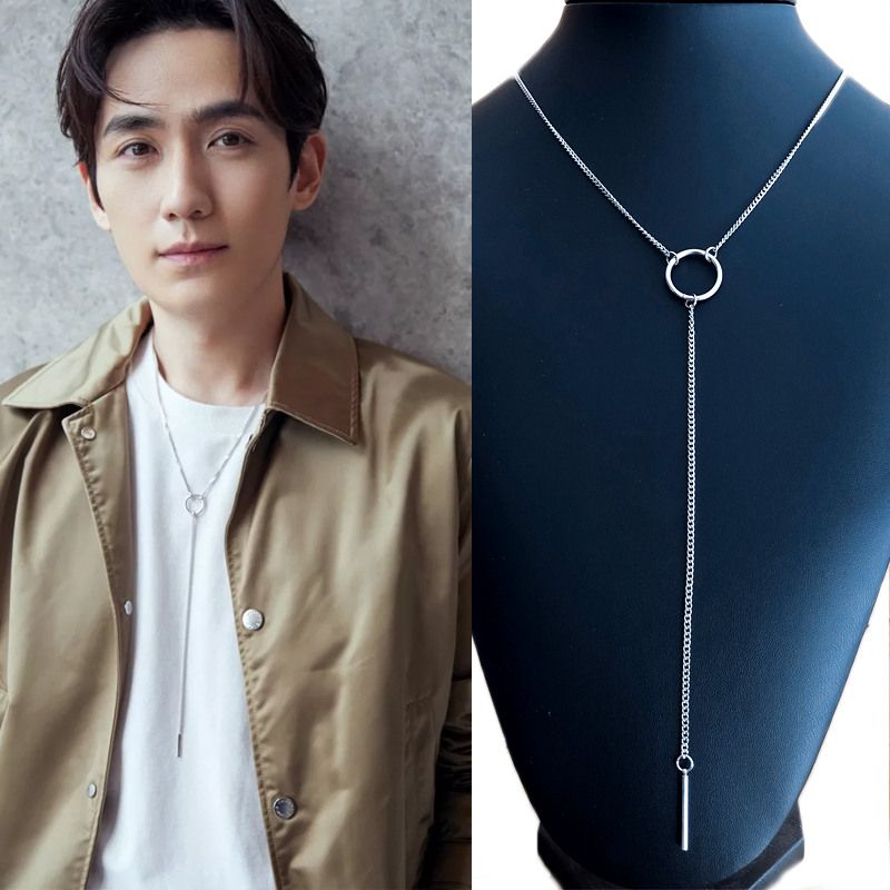朱一龙同款项链锁骨链男冷淡风街头简约小众钛钢装饰颈链可调长短