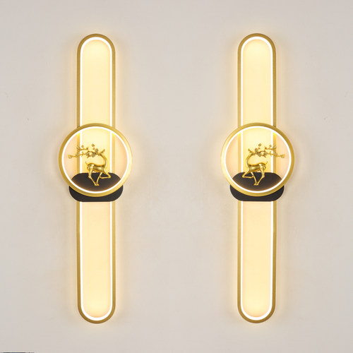 现代简约轻奢格栅灯极简客厅电视背景墙壁灯卧室床头灯长条鹿壁灯