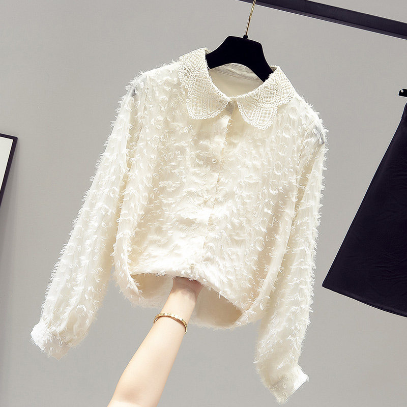 秋冬装2020年新款衬衫女装加绒保暖衬衣蕾丝打底衫上衣内搭百搭