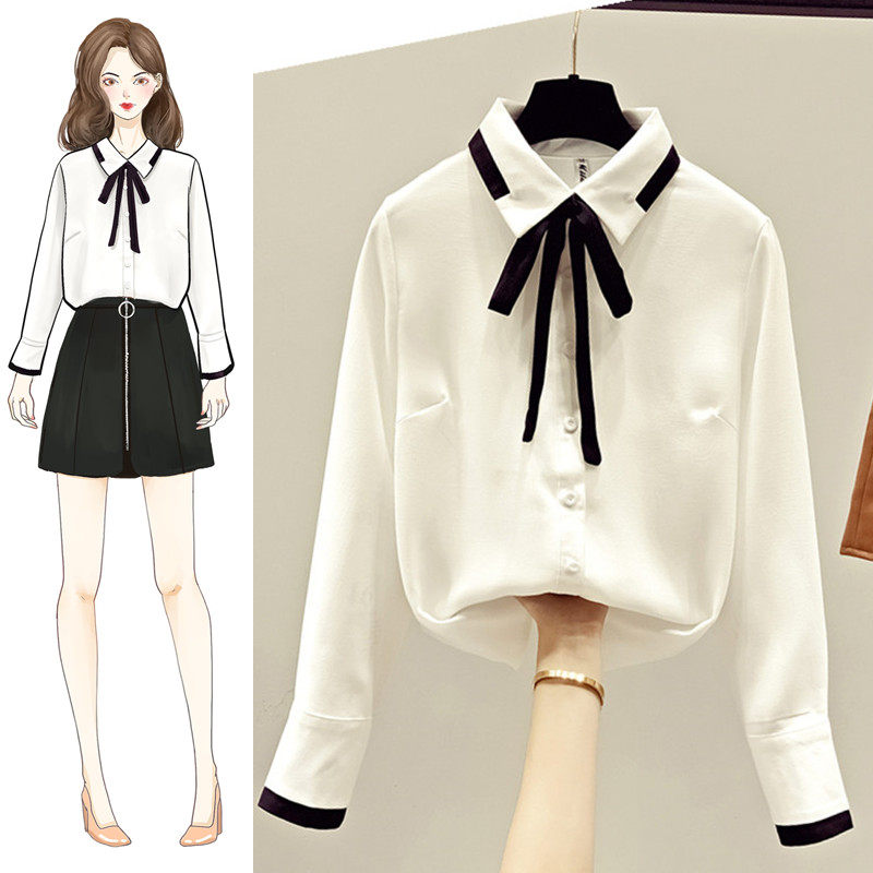 设计感小众女士衬衫职业雪纺白衬衣秋装2020年新款长袖上衣服百搭