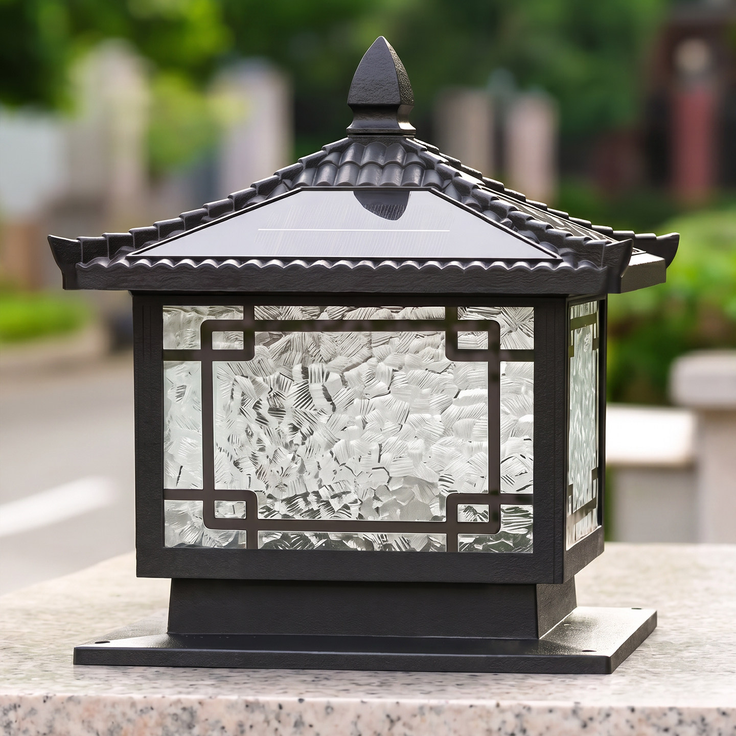 暖朵2026年太阳能新中式柱头灯