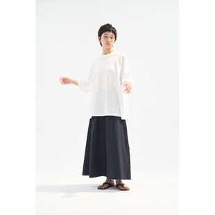 蓝色宽松极简慵懒抽绳时髦早秋新款 seeseao 运动休闲长裙女款