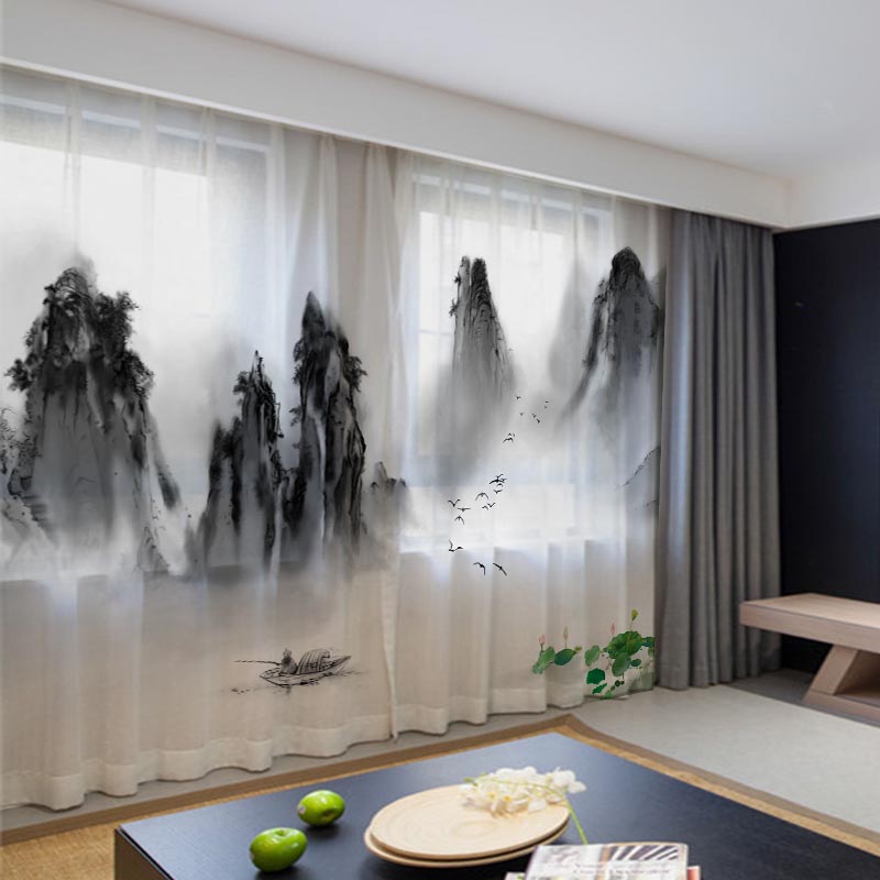 山水画窗帘图片,客厅的山水画(第6页)_大山谷图库