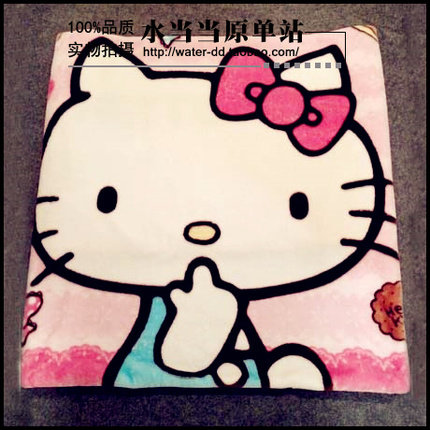 出口日本超可爱hello kitty卡通双人拉舍尔毛毯睡毯午休空调毯被