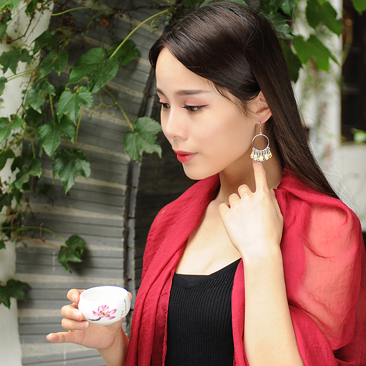 奥地利水晶耳环中长款S925纯银新娘气质夸张原创耳饰女情人节礼物