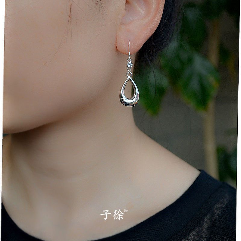 原创高级感轻奢925纯银太阳环耳环女气质椭圆形耳坠个性简约耳饰