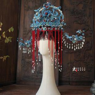 虫子家 仿点翠旧色 清汉女凤冠纸嫁衣傩戏头饰氛围感手工饰品3106