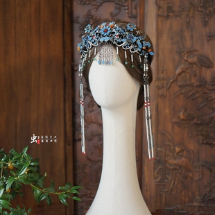 虫子家 仿点翠眉勒子 古装发箍式抹额清汉女汉服古风手工头饰3292