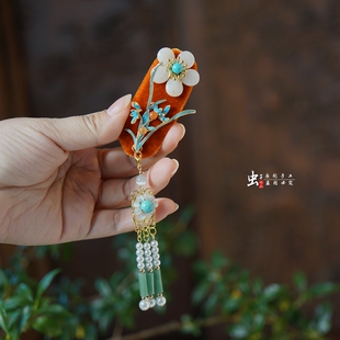 虫子家 小众国风发夹新中式发饰 短发新娘订婚手工配饰旗袍3865