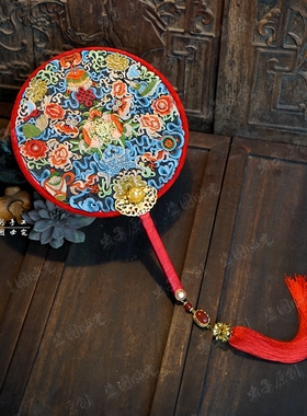 虫子出品新娘高端定制仿古董中式刺绣团扇影楼特色拍照道具1553A