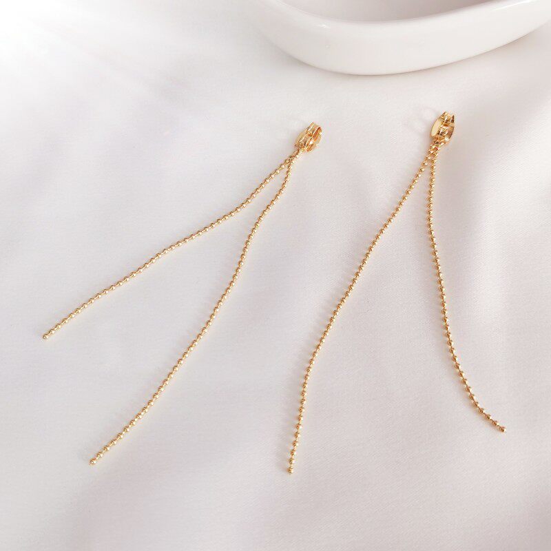 14k包金流苏珠链耳塞吊