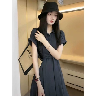 气质超火网红长裙insi 法式 开叉polo衬衫 连衣裙子女夏季 2025年新款