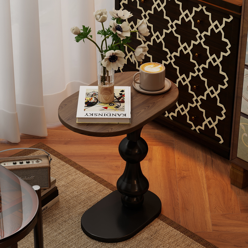 中古沙发边几实木小茶几阳台休闲角几美式复古杯几床边置物架床头