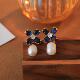 欧美饰品大气高级感水晶不规则巴洛克珍珠耳环蓝色锆石A10014