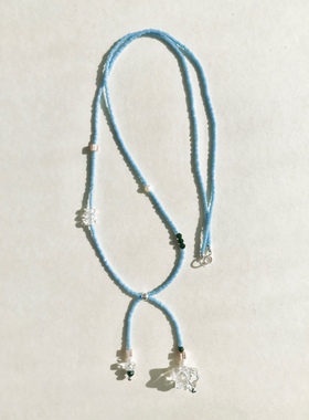 playdate垂落白水晶水蓝色项链