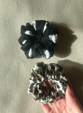 playdate古早感波点豹纹纯棉发圈