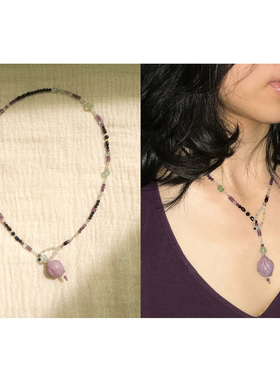 playdate花苞萤石自然复古项链