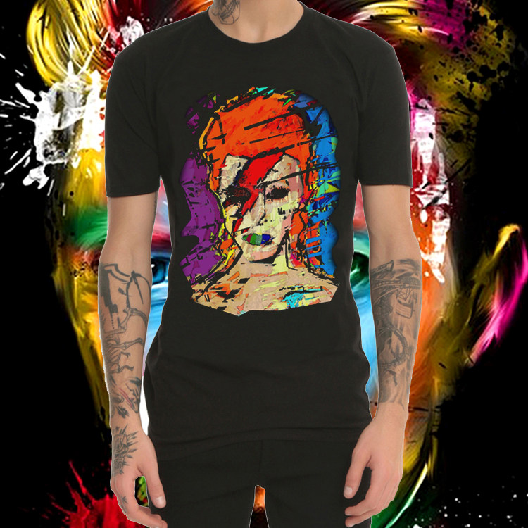 大卫鲍伊摇滚乐队数码圆领短袖