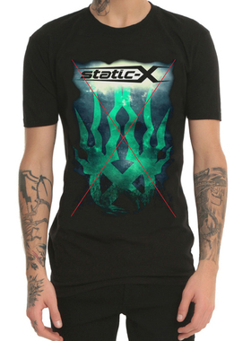 Static-X静电重新金属男摇滚乐队T恤春夏数码印花电子短袖圆领