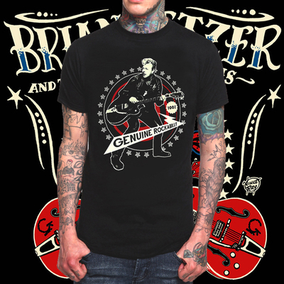 The Brian Setzer Orchestra瞎猫stray cats摇滚乐队T恤男billy