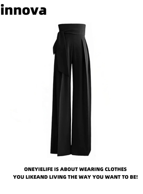 Quinnova 极简风黑色西装休闲裤女2026设计感时髦高级直筒长裤潮