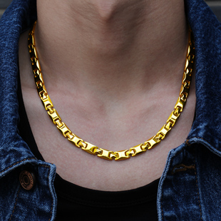 纯钛金项链高级感锗石助睡眠潮男百搭帅气轻奢个性不掉色健康首饰