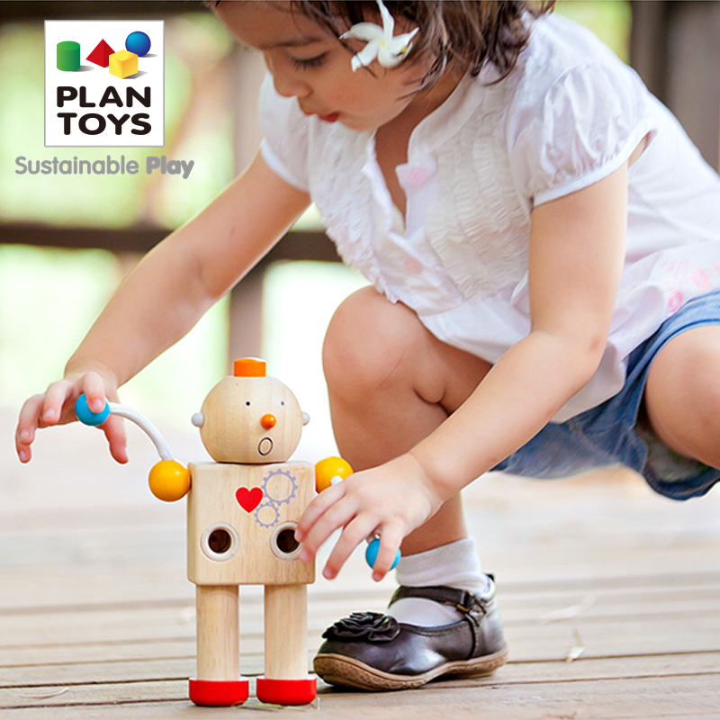 泰国Plantoys表情DIY机器人 拆装积木拼装木制拆装玩具摆件5183