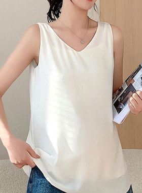 春夏装雪纺背心女外穿胖mm大码宽松遮肚打底衫薄款内搭小吊带上衣