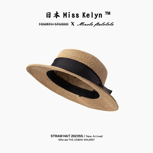 Легкая, роскошная и элегантная соломенная шляпа Miss Kelyn Japan с бантиком от солнца, шляпа для путешествий, отпуска, фото и защиты от солнца.