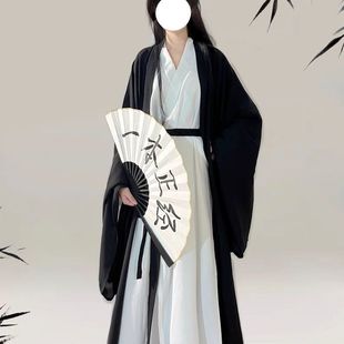 汉服女清冷风大袖衫女侠风霸气交领直裾一整套古装长款套装魏晋制