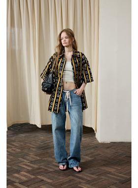 fit calling 天丝棉黑白黄轮廓男女同款oversize衬衫秋款外套上衣