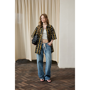 fit calling 天丝棉黑白黄轮廓男女同款oversize衬衫秋款外套上衣