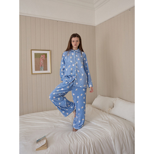 fit calling 原创印花法兰绒家居服套装女冬季新款加绒加厚睡衣