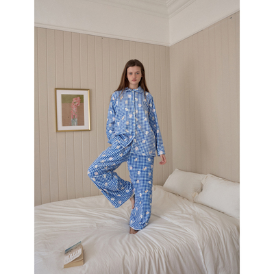 fit calling 原创印花法兰绒家居服套装女冬季新款加绒加厚睡衣