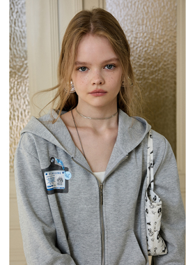 fit calling 狗狗俱乐部 狗狗工牌连帽卫衣外套女秋季新款上衣