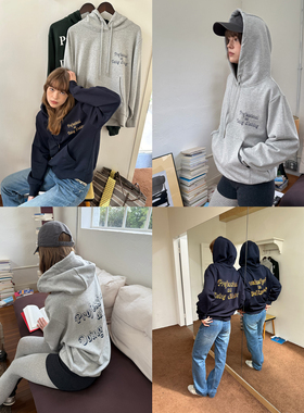 fit calling 躺平俱乐部两色印花套头连帽卫衣女秋冬新款长袖上衣