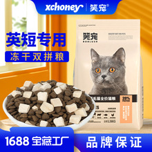 笑宠英短专用猫粮10kg成猫幼猫蓝白营养冻干老年小猫流浪猫适用